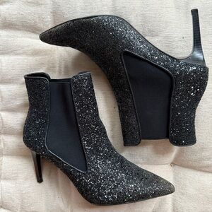 Zara Black Glitter Ankle Boots